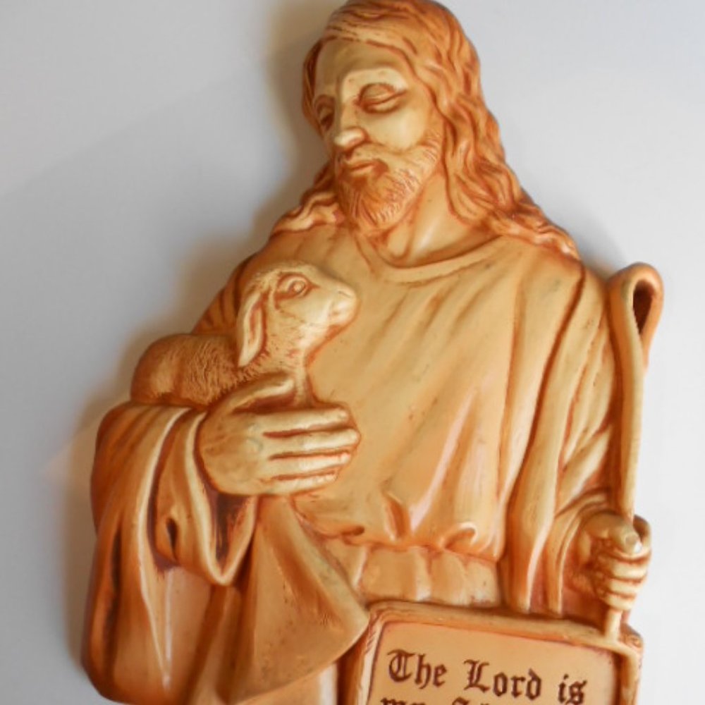 Vtg. Chalkware Miller Studio Jesus "The Lord is my Shepherd"